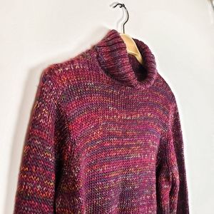 Vintage Burgundy colorful Chunky Knit Sweater